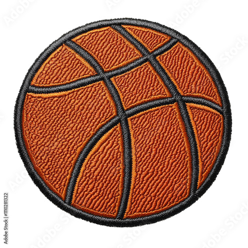 Orange basketball patch with textured design for embroidery or craft projects