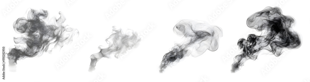 Smoke clouds, steam mist fog and white foggy vapor set on PNG Smoke clouds, steam mist fog and white foggy vapor set on PNG