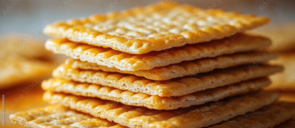 Stack of square matzo crackers arranged on a vibrant yellow background showcasing their crisp texture and triangular shape. Stack of square matzo crackers arranged on a vibrant yellow background showcasing their crisp texture and triangular shape.