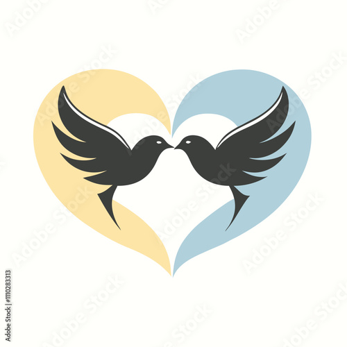 a graphic design of two black birds in the shape of a heart. photo