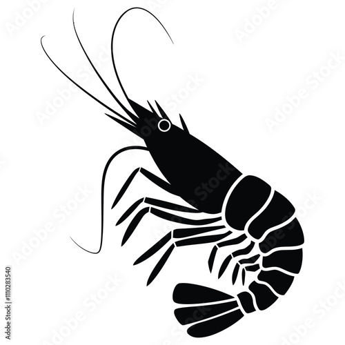 Vector silhouette shrimp