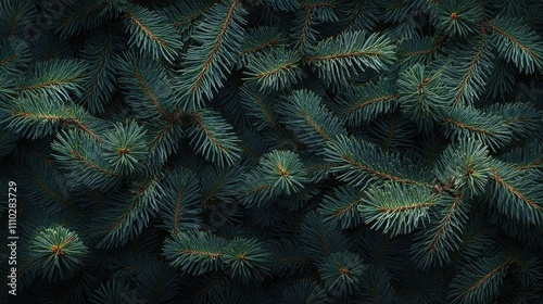 Dark evergreen foliage creating a rich textured backdrop for nature-inspired designs and backgrounds in botanical themes