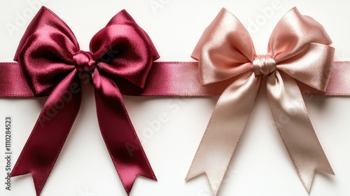 Elegant red and pink satin gift bows displayed on a white background ideal for holiday and special occasion packaging decorations.