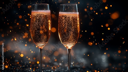 Sparkling Champagne Flutes  Festive Celebration  New Year s Eve