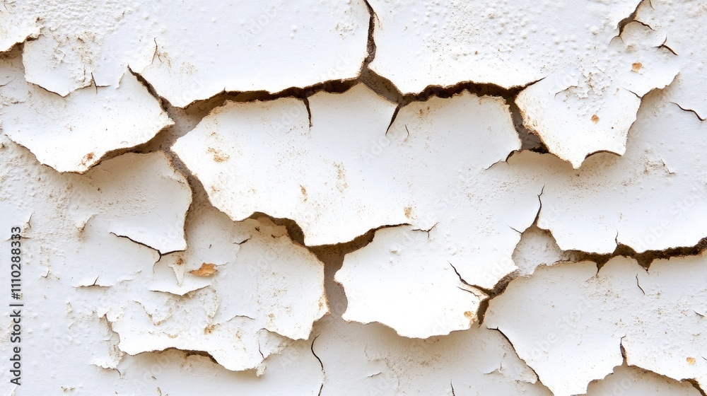 Cracked and Flaking White Paint on an Old Metal Surface Abstract Texture of Rusty Corrosion and Weathered Industrial Finish