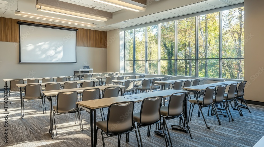 Professional meeting space in a modern style, featuring neutral decor, large windows for natural lighting, and ergonomic furniture for comfort Professional meeting space in a modern style, featuring neutral decor, large windows for natural lighting, and ergonomic furniture for comfort