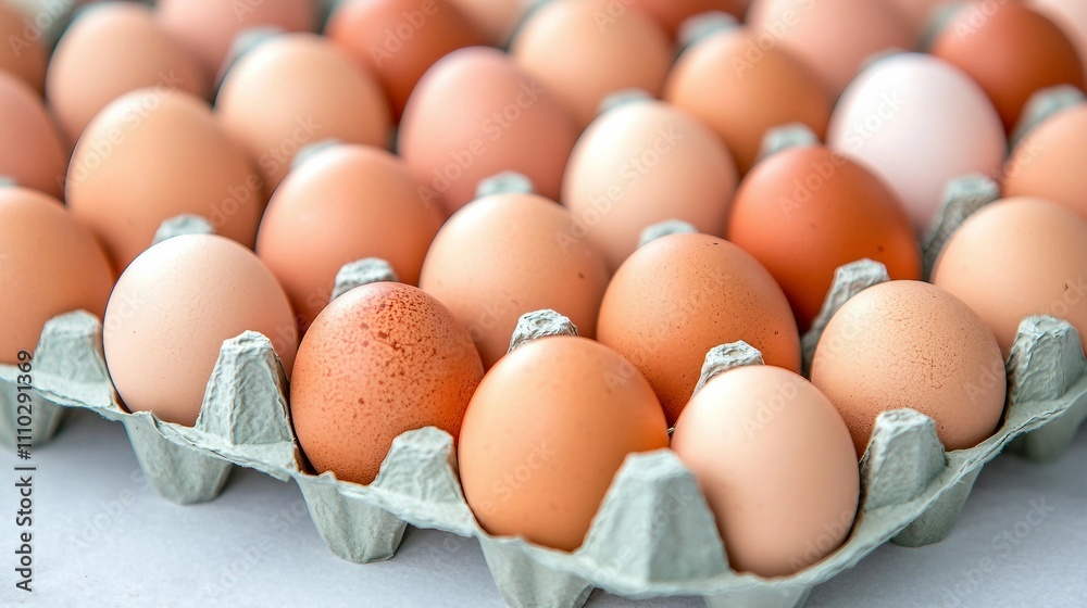Fresh Brown and White Eggs in a Carton on a Light Surface Fresh Brown and White Eggs in a Carton on a Light Surface
