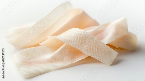 Adhesive bandage strips on a clean white background showcasing medical supplies for first aid and wound care applications photo