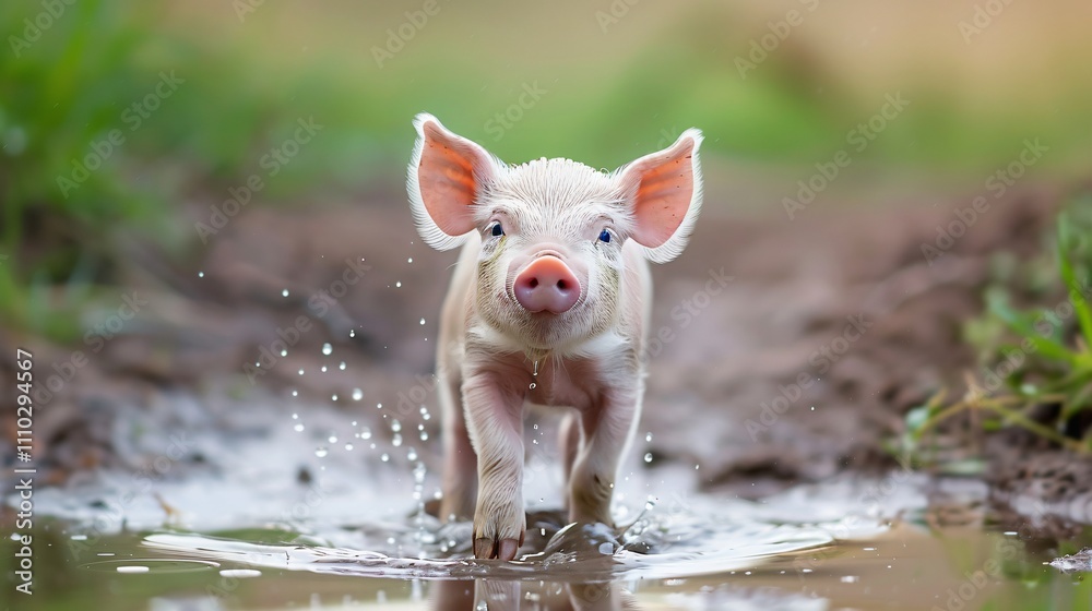 A Close-Up of a Pig Playing in the Mud A Close-Up of a Pig Playing in the Mud