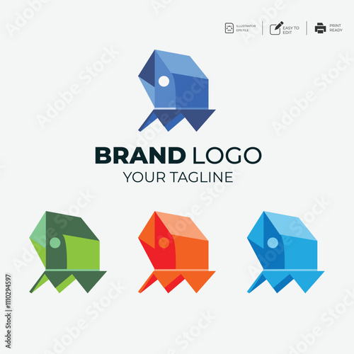 Set of Colorful company logo collection design ideas vector