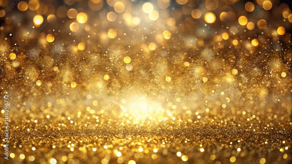 Golden glitter background with sparkling bokeh lights and shimmering dust particles, creating a magical and festive atmosphere. Golden glitter background with sparkling bokeh lights and shimmering dust particles, creating a magical and festive atmosphere.