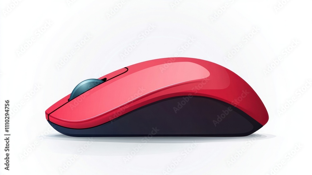 Minimalist vector design of a modern wireless mouse with sleek curves, isolated on white Minimalist vector design of a modern wireless mouse with sleek curves, isolated on white