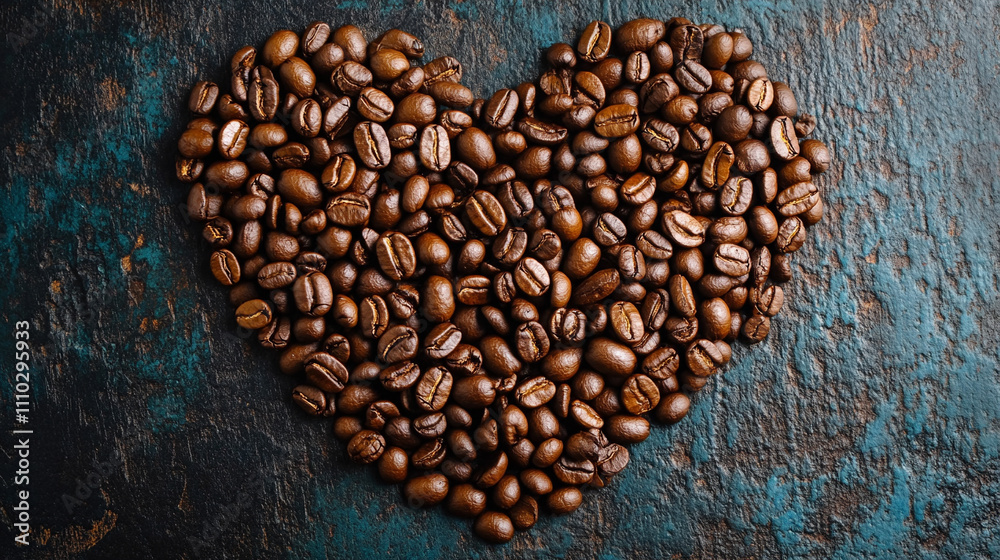 Coffee beans arranged in a heart shape symbolize warmth love and passion evoking a sense of connection energy and the comforting embrace of coffee's aromatic allure Coffee beans arranged in a heart shape symbolize warmth love and passion evoking a sense of connection energy and the comforting embrace of coffee's aromatic allure