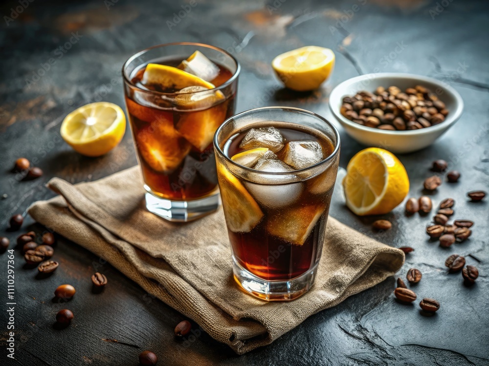 Iced Cold Brew Coffee Summer Drink Photography - Refreshing Homemade Beverage Iced Cold Brew Coffee Summer Drink Photography - Refreshing Homemade Beverage
