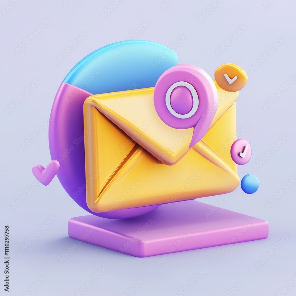 3d Vector Electronic mail with one massage, New message concept. Eps 10 Vector
