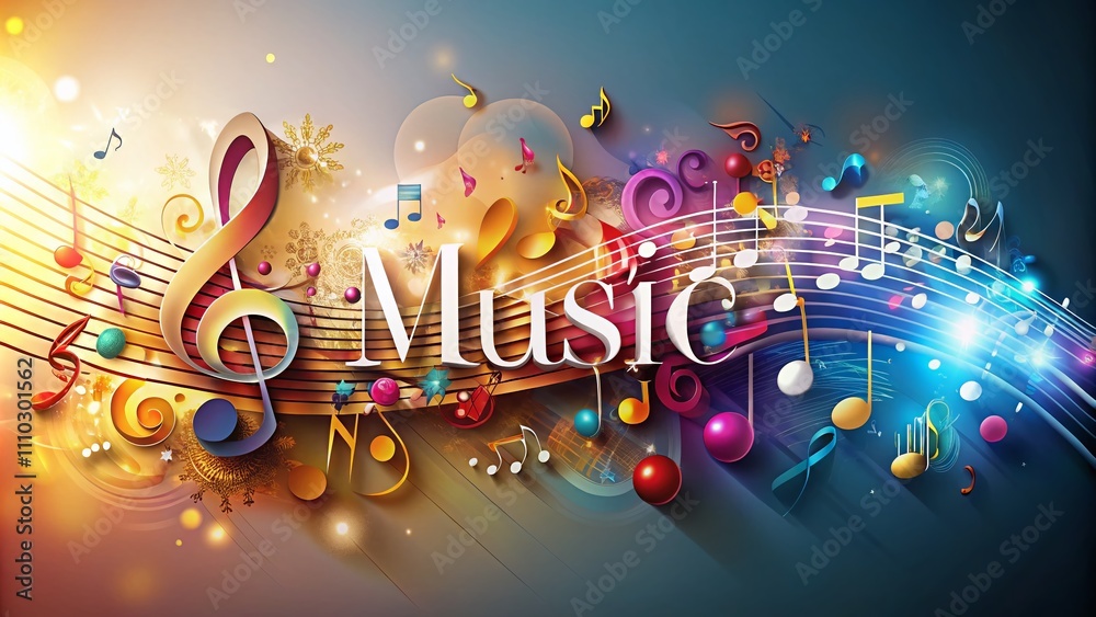 Obraz premium Editable Music Text Effect Design for Creative Decor, Featuring a Decorative Layout with Copy Space, Perfect for Customizable Projects and Promotional Materials