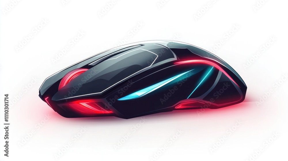 Stylized vector illustration of a futuristic touch-sensitive mouse, sleek design, white background Stylized vector illustration of a futuristic touch-sensitive mouse, sleek design, white background