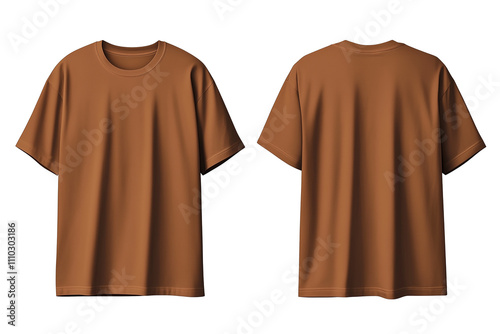 Brown Oversized T-shirt Front and Back in White Background for Mockups