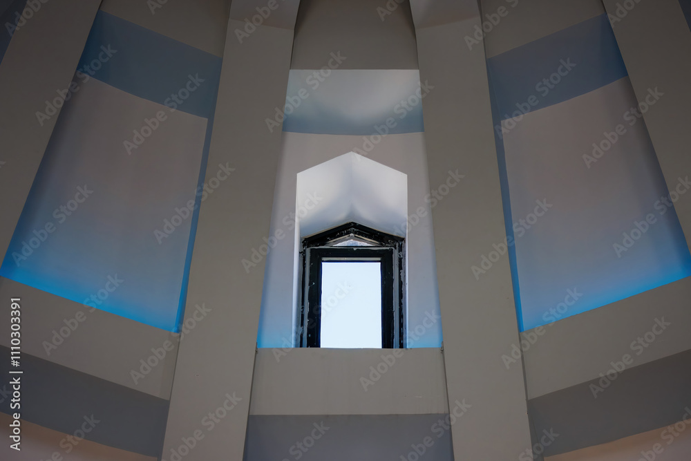 Fototapeta premium Galata Tower Vault, Upward Vertical View of Historic Arches, Istanbul, Turkey.