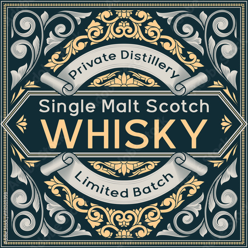 Scotch whisky - ornate vintage decorative label
