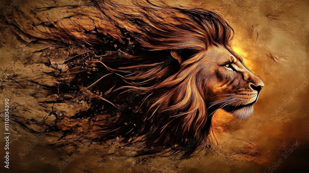 Naklejka premium Digital art piece that appears to be portrait majestic lion of judah