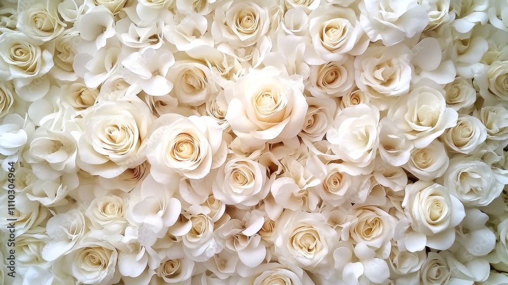 Close-up large group white roses are arranged elegant rose flowers Close-up large group white roses are arranged elegant rose flowers