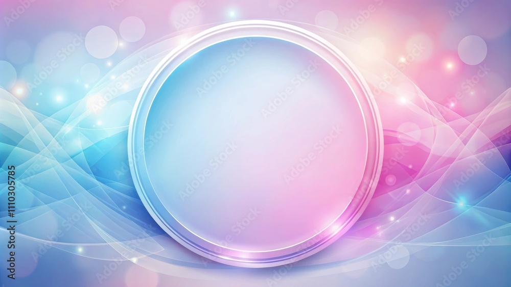 Fototapeta premium Abstract Background with a Circle and Swirling Delicate Lines in a Pink and Blue Color Scheme