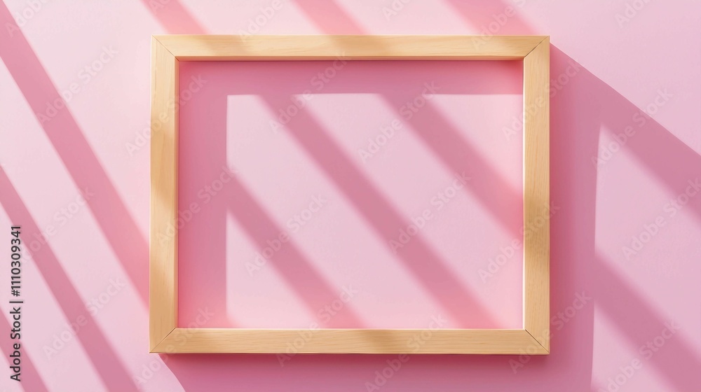 Empty Frame Against a Pink Background with Shadow Play of Light Empty Frame Against a Pink Background with Shadow Play of Light