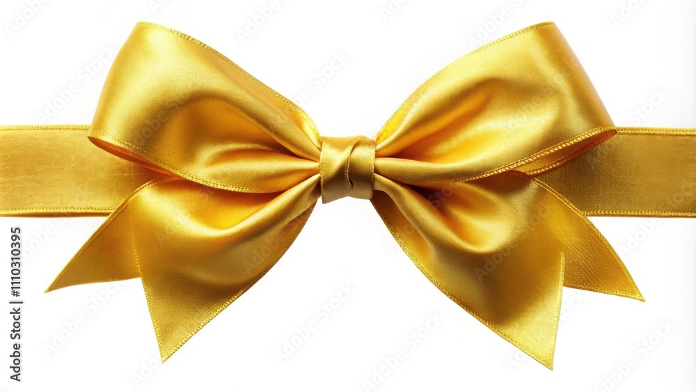 A classic golden satin ribbon bow tied in a perfect knot, creating an elegant and festive symbol of celebration. A classic golden satin ribbon bow tied in a perfect knot, creating an elegant and festive symbol of celebration.
