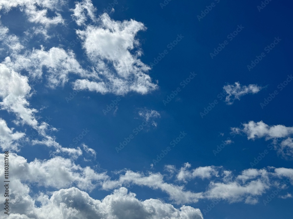 Fototapeta premium Fluffy clouds in blue sky