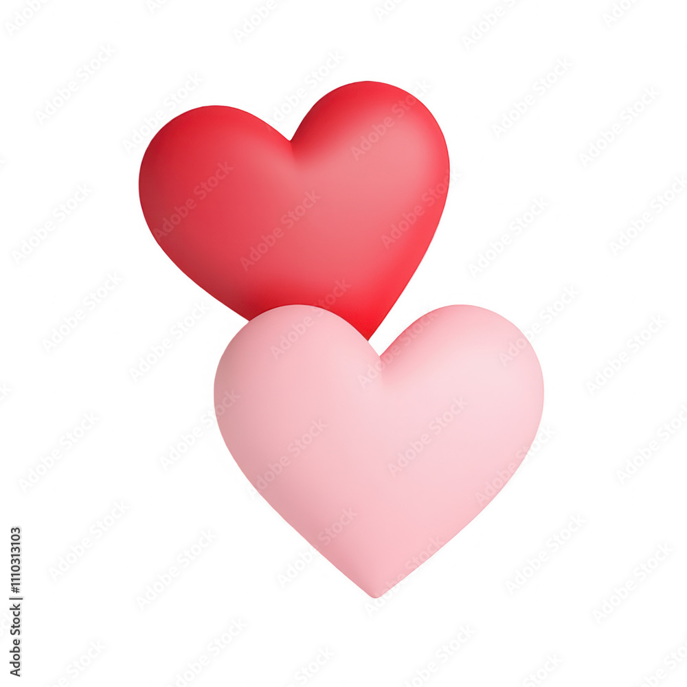 Two hearts are shown in a close up, one of which is red and the other pink Transparent Background Two hearts are shown in a close up, one of which is red and the other pink Transparent Background