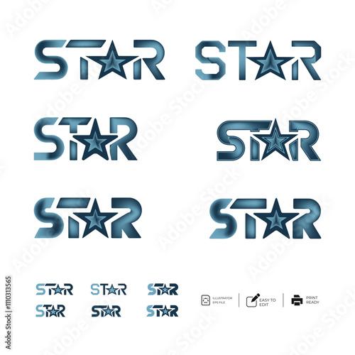 Set of Colorful company STAR logo collection design ideas vector