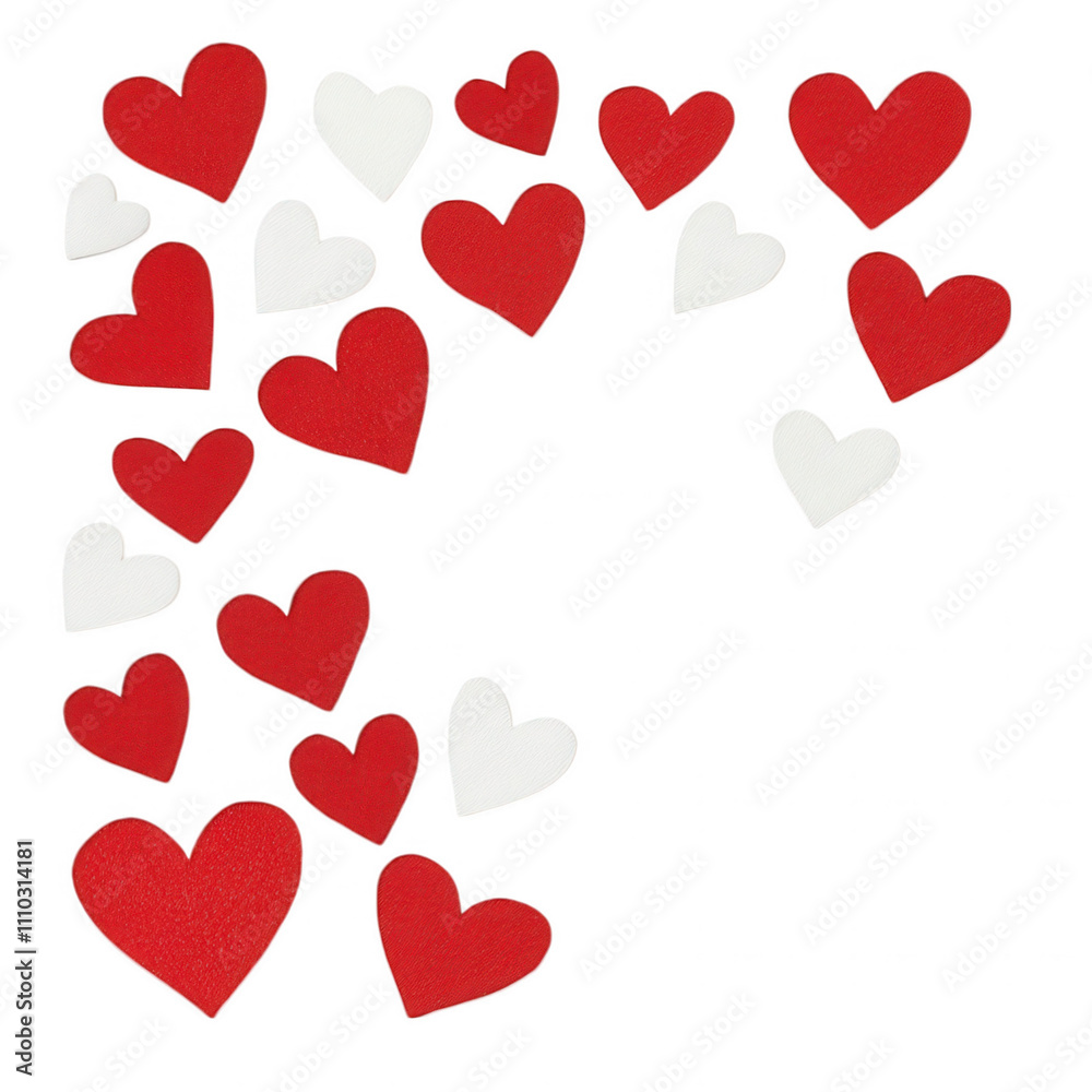 A row of hearts in red and white, with the white hearts in the middle Transparent Background A row of hearts in red and white, with the white hearts in the middle Transparent Background