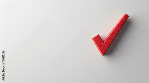 A red check mark on a white background symbolizes growth and success.