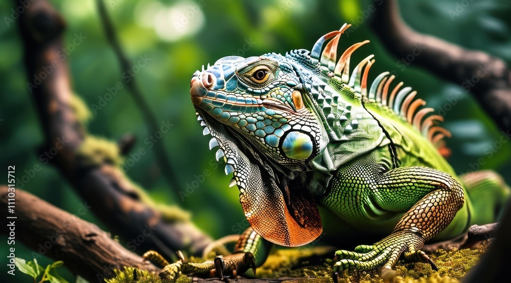Fototapeta premium Serene Iguana: A Nature Portrait in Detail