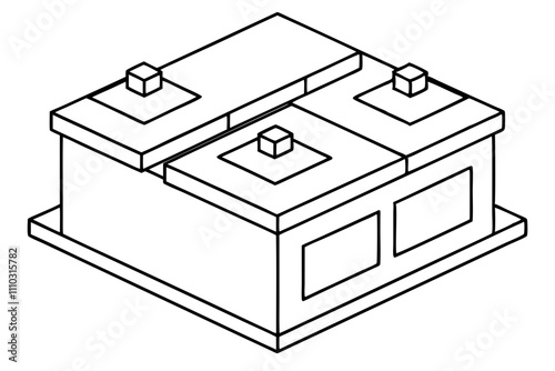 Kitchen Island Line Art Illustration.