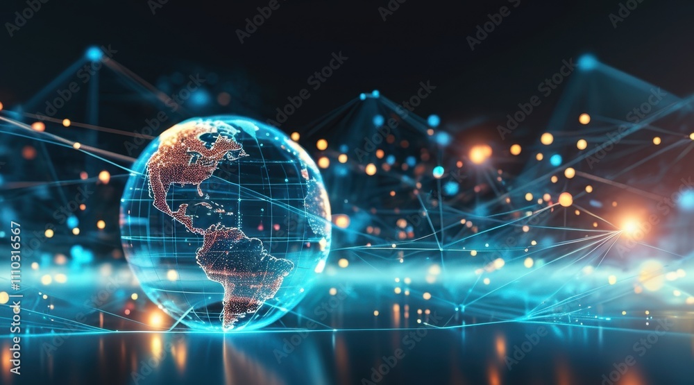 Obraz premium Transparent Visualization of Global Internet
