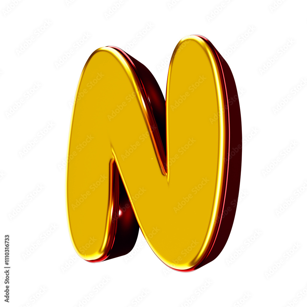 3D font yellow with red letter n 3D font yellow with red letter n