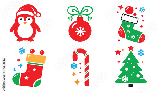 set of christmas icons vector color