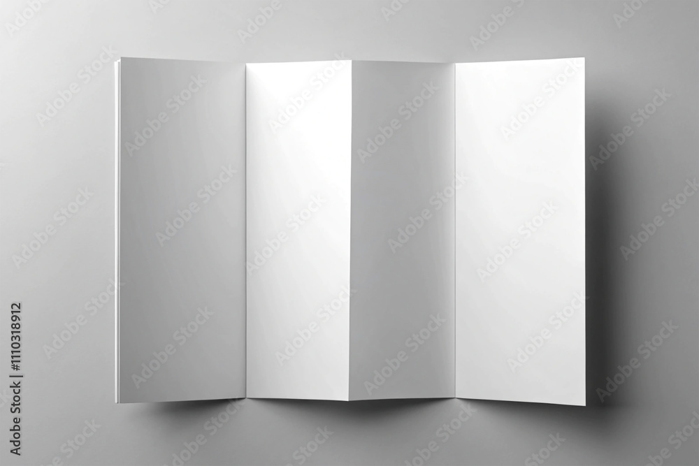 Blank paper sheets for brochure on grey background. Leaflet, Flyer Mock Up Template Ready For Your Design