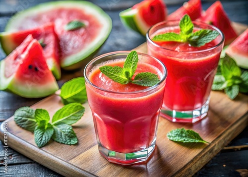 Refreshing Watermelon Mint Juice: Summer Drink Recipe, Iced Cocktail, Smoothie