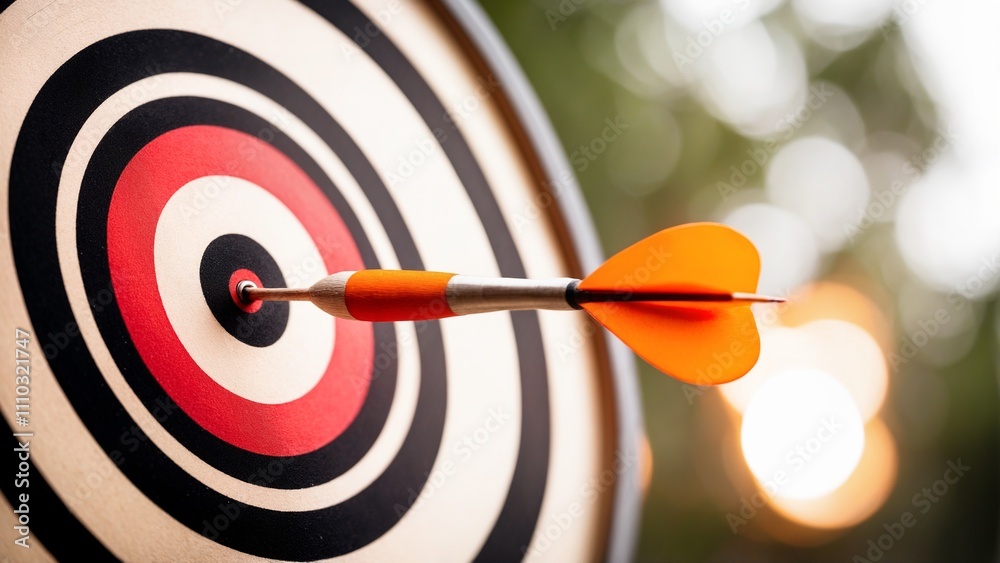 Arrow Hitting the Bullseye on a Target Board