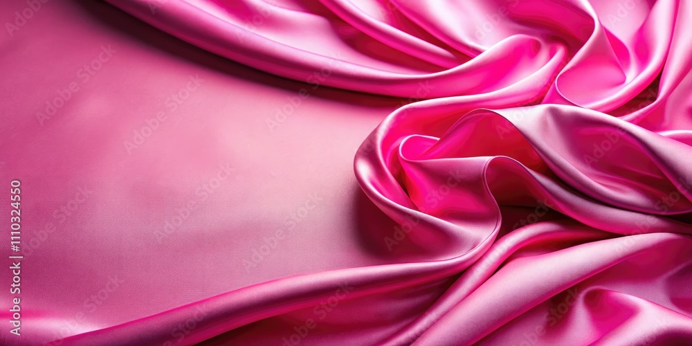Obraz premium Close Up of Elegant Pink Silk Fabric with Soft Texture and Flowing Drapes for Background and Design Use, Perfect for Fashion, Textiles, and Event Decor