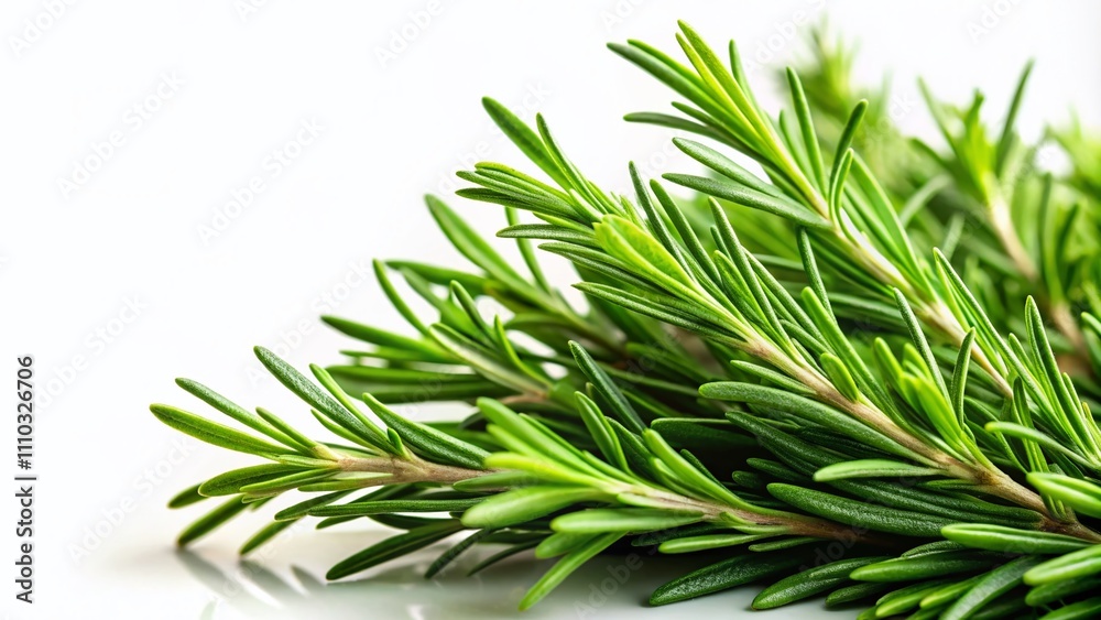 Fresh Green Rosemary Herb on Isolated Background for Herbal Recipes and Aromatherapy, Ideal for Natural Healing Concepts with Copy Space for Text or Graphics Fresh Green Rosemary Herb on Isolated Background for Herbal Recipes and Aromatherapy, Ideal for Natural Healing Concepts with Copy Space for Text or Graphics