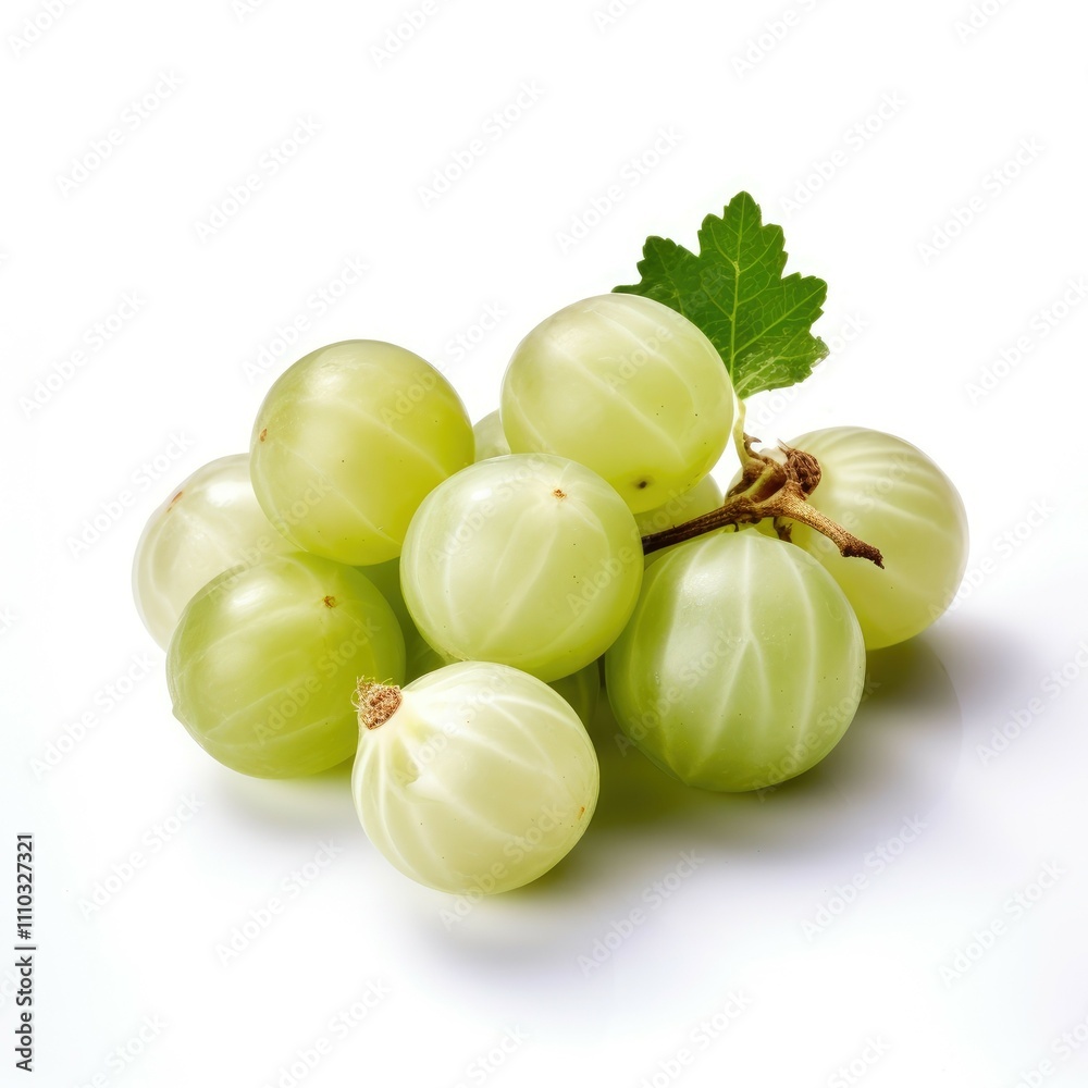 Fresh green gooseberries with leaf. Fresh green gooseberries with leaf.