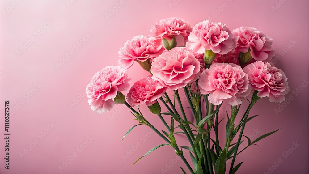 Mother's Day Greeting Card with a Beautiful Bouquet of Pink Carnations on Soft Pink Background - Perfect Floral Design for Celebrating Love and Appreciation Mother's Day Greeting Card with a Beautiful Bouquet of Pink Carnations on Soft Pink Background - Perfect Floral Design for Celebrating Love and Appreciation