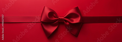 Obraz na płótnie maroon satin bow on red background top view w salonie