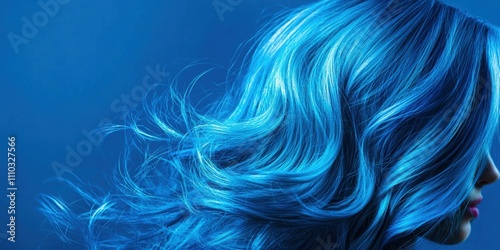 Woman with long blue hair