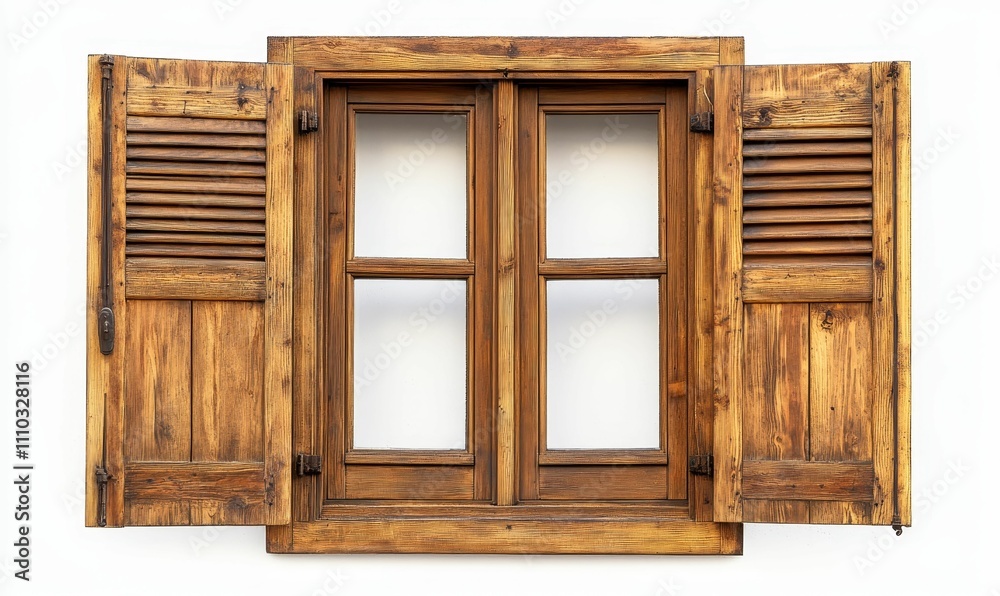 Wooden window with open shutters, rustic. Wooden window with open shutters, rustic.
