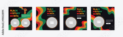 Collection of black history month social media posts. Celebrating black history month.	
